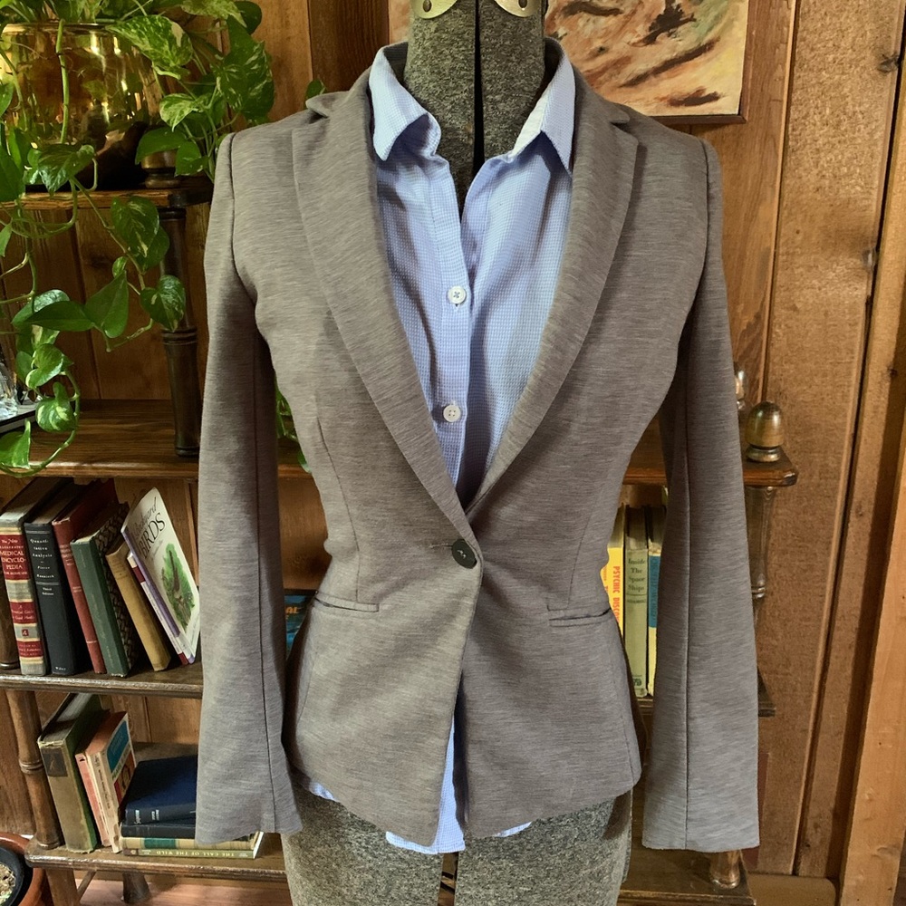 H&M heather grey stretch blazer 2 XS